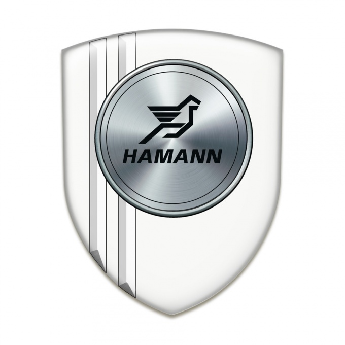 Hamann Auto Emblem Stylish White Style with Silver Round Logo 