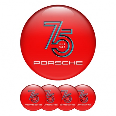 Porsche Wheel Emblems 75 years Red