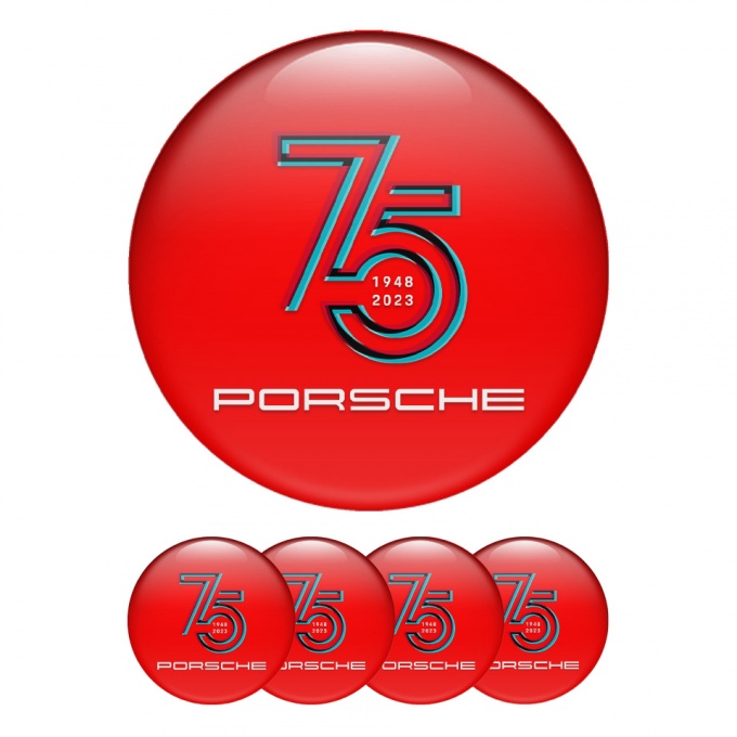 Porsche Wheel Emblems 75 years Red