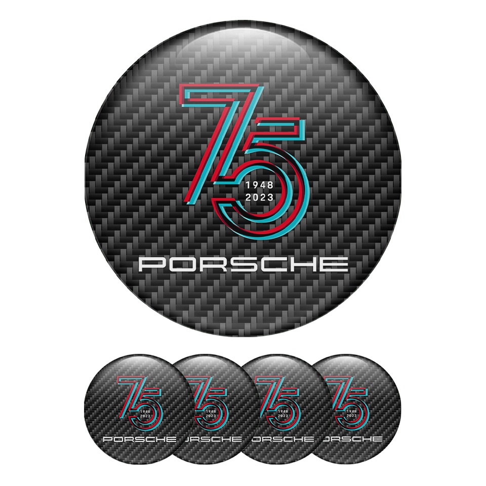 Porsche Domed Stickers Wheel Center Cap Carbon Logo, Wheel Emblems, Stickers