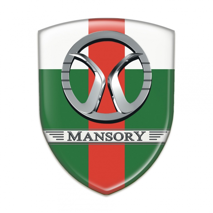 Mansory Logo Emblem Green White with Red Ribbon 