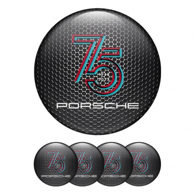 Porsche Wheel Emblems 75 years Black Steel
