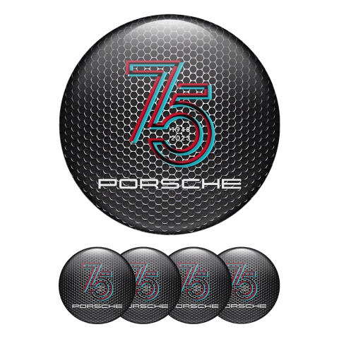 Porsche Wheel Emblems 75 years Black Steel