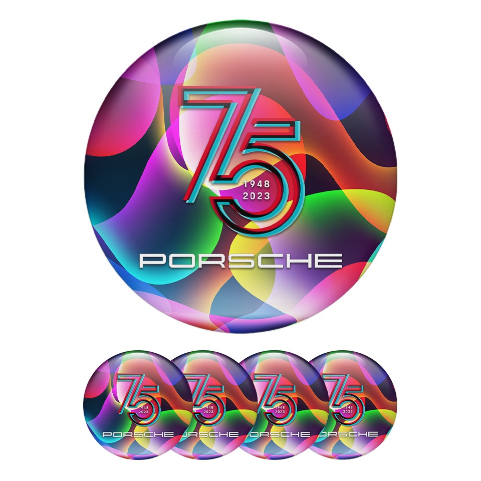 Porsche Silicone Stickers 75 years Multicolour Edition, Wheel Emblems, Stickers