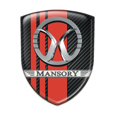Mansory Silicone Emblem Black carbon with Red Tapes Decoration 