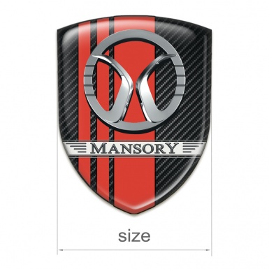 Mansory Silicone Emblem Black carbon with Red Tapes Decoration 