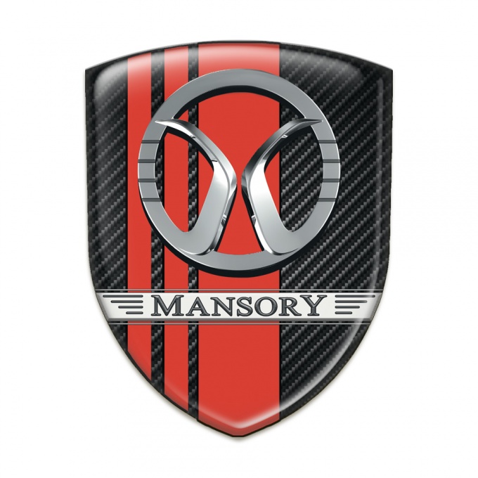 Mansory Silicone Emblem Black carbon with Red Tapes Decoration 
