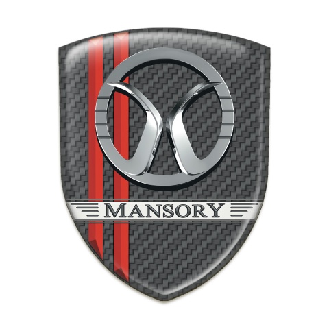Mansory Logo Emblem dark Grey Carbon with Red Lines Decoration 