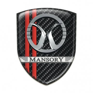 Mansory Silicone Emblem dark carbon with Red Lines Decoration 