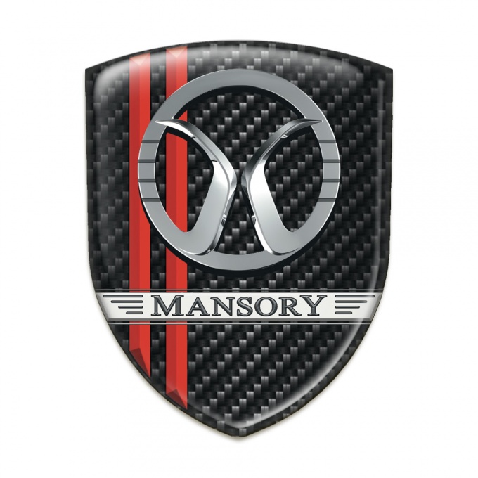 Mansory Silicone Emblem dark carbon with Red Lines Decoration 