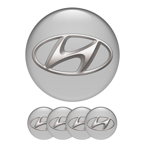 Hyundai Sticker Wheel Center Hub Cap Silver Classic