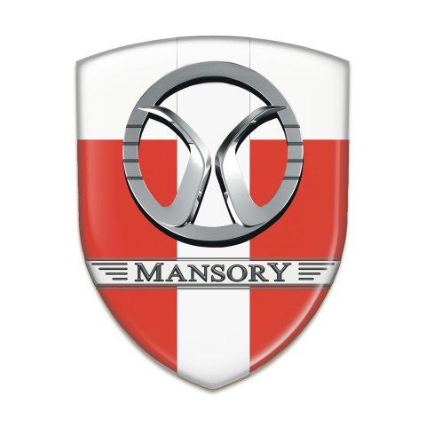 Mansory Silicone Car Decal Badge Red White with White Band Decoration 