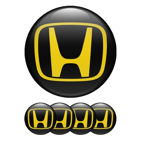 Honda Wheel Emblems for Center Cap Black Yellow