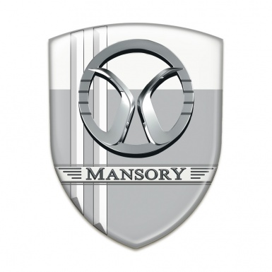 Mansory Silicone Badge Grey White with White Lines Decoration 