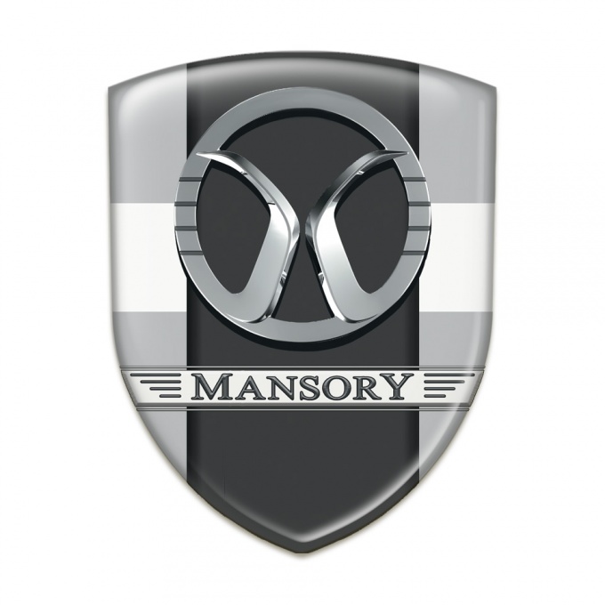 Mansory Self Adhesive Emblem Logo Grey with White Band Style 