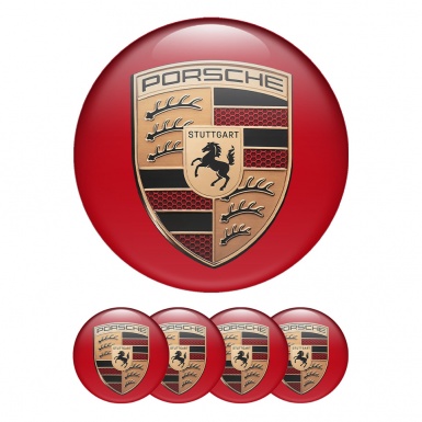 Porsche Wheel Emblem Stickers Cooper Style Logo Red