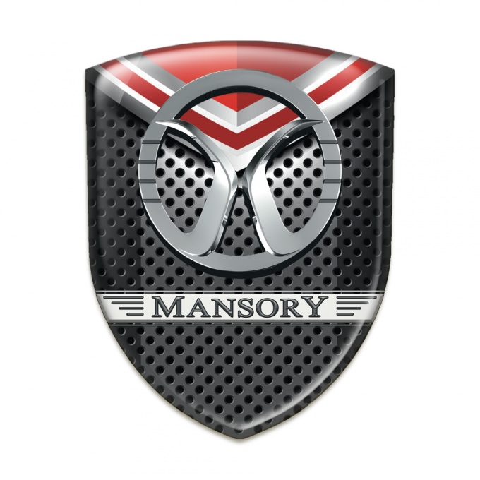 Mansory Self Adhesive Emblem Logo Perforated base with Red Detail 