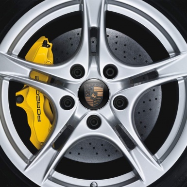 Porsche Wheel Emblems Wood Style Logo Black