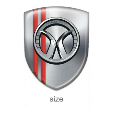 Mansory Self Adhesive Emblem Logo Silver with Red Stripes 