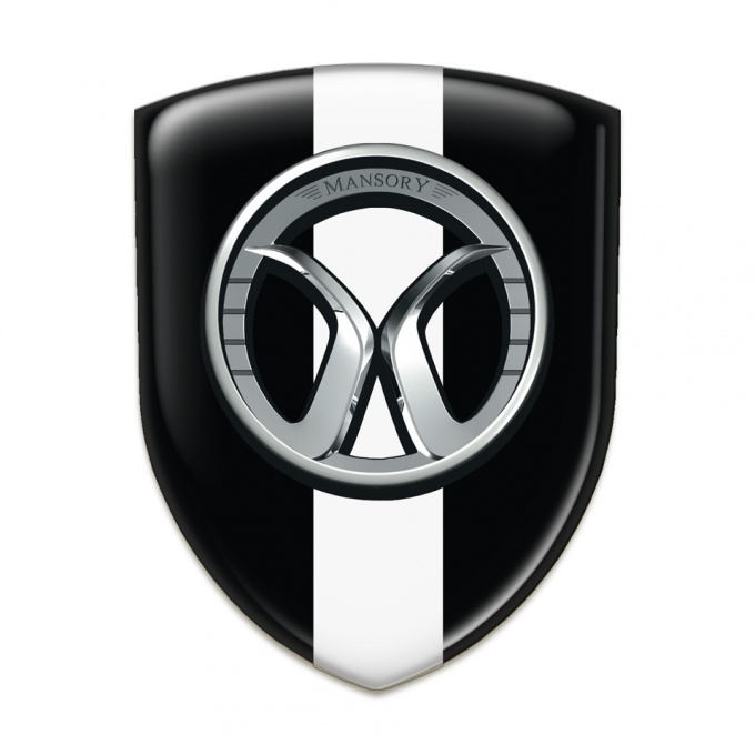 Mansory 3D Gel Emblem Black with White Tape