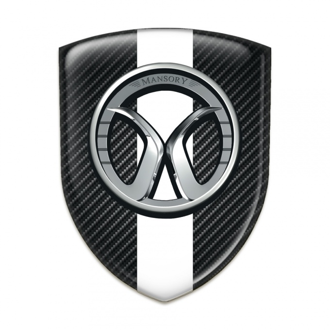 Mansory Self Adhesive Emblem Logo Black Fibers base White Tape decoration 