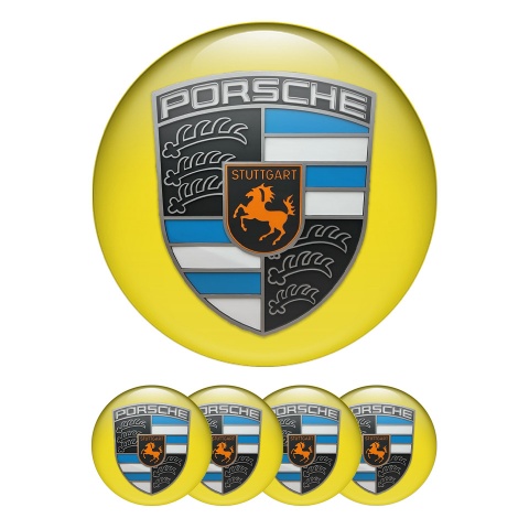 Porsche Wheel Silicone Emblems Blue Style Logo Yellow