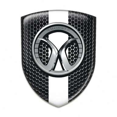 Mansory 3D Gel Emblem Perforated Steel White tape Decoration 