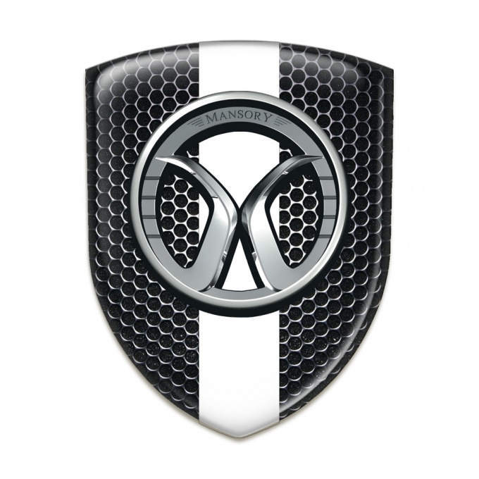 Mansory 3D Gel Emblem Perforated Steel White tape Decoration 