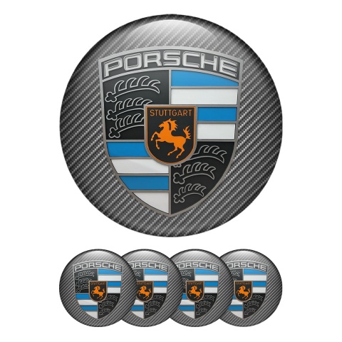 Porsche Wheel Silicone Emblems Blue Style Logo Carbon