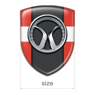 Mansory Self Adhesive Emblem Logo Red with White Band and Dark logo Panel 