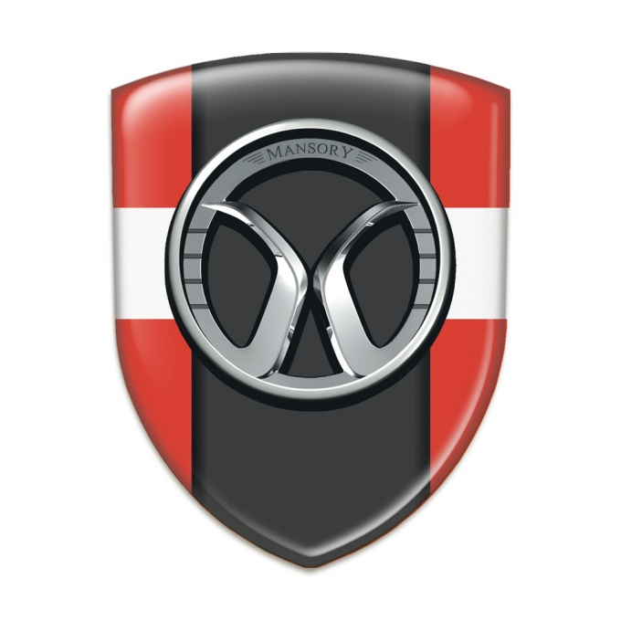Mansory Self Adhesive Emblem Logo Red with White Band and Dark logo Panel 