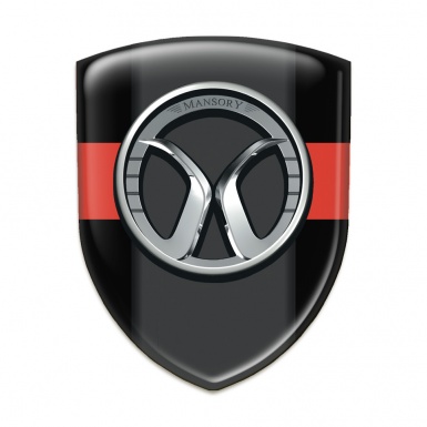 Mansory 3D Gel Emblem Black with Red Band and Dark Logo Panel 