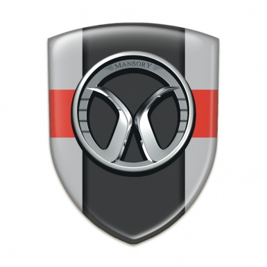 Mansory Emblem Exterior Grey with Red Band and Dark Logo Panel 