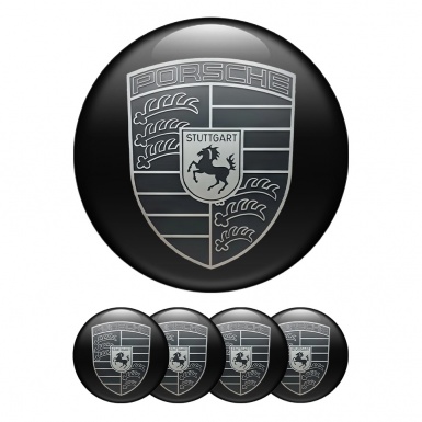 Porsche Wheel Emblems Monochrome Black Edition
