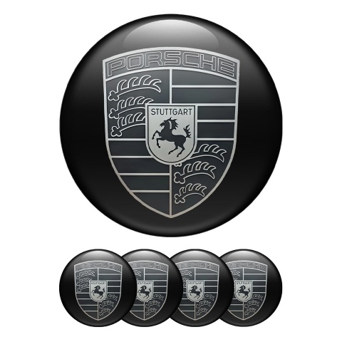 Porsche Wheel Emblems Monochrome Black Edition