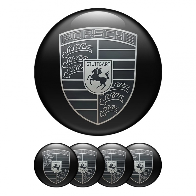 Porsche Wheel Emblems Monochrome Black Edition