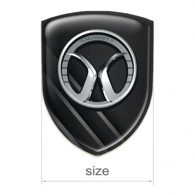Mansory Emblem Badge Logo Black with Diagonal Grey Lines 
