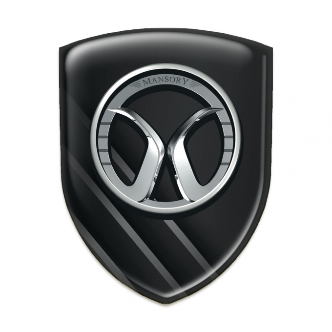 Mansory Emblem Badge Logo Black with Diagonal Grey Lines 