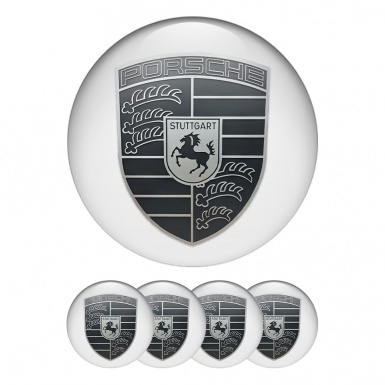 Porsche Wheel Emblems Monochrome White Edition