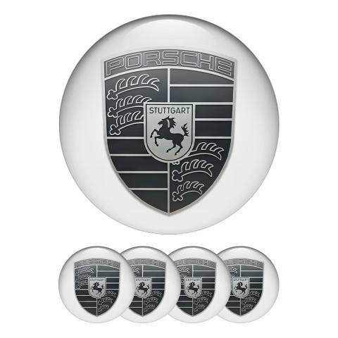 Porsche Wheel Emblems Monochrome White Edition