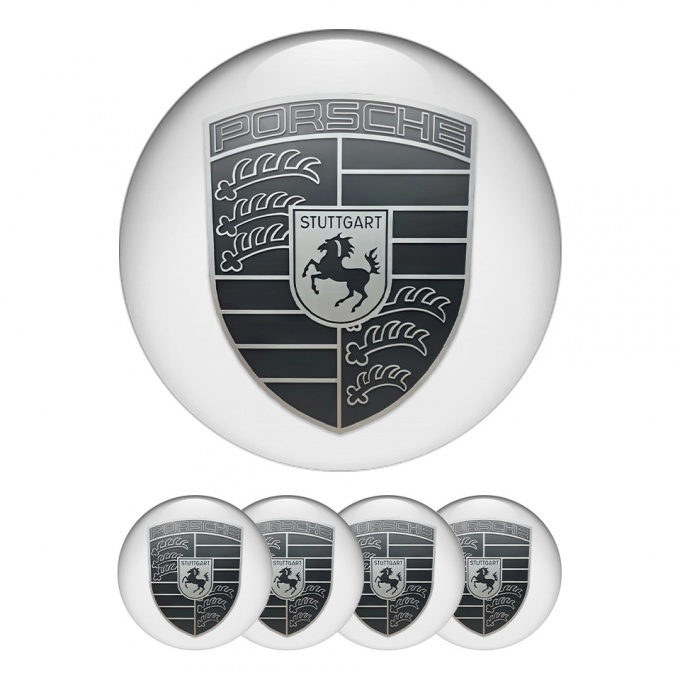 Porsche Wheel Emblems Monochrome White Edition