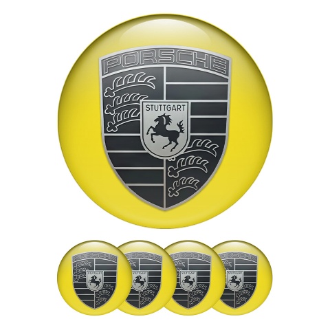 Porsche Wheel Emblems Monochrome Yellow Edition