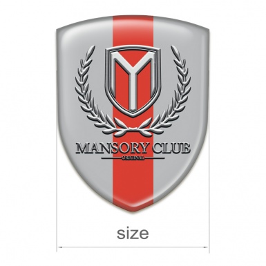 Mansory Self Adhesive Emblem Logo Grey with Red Tape Version 