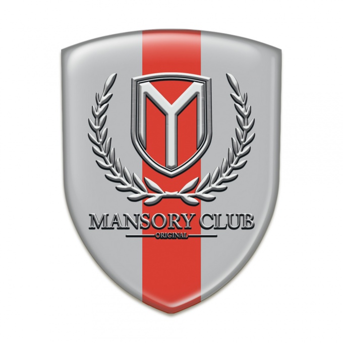 Mansory Self Adhesive Emblem Logo Grey with Red Tape Version 