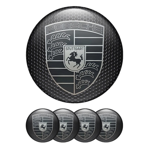 Porsche Wheel Emblems Monochrome Steel Edition