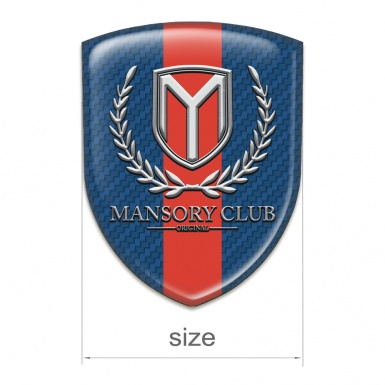 Mansory Self Adhesive Car logo Emblem Blue Carbon with Red Tape Version 