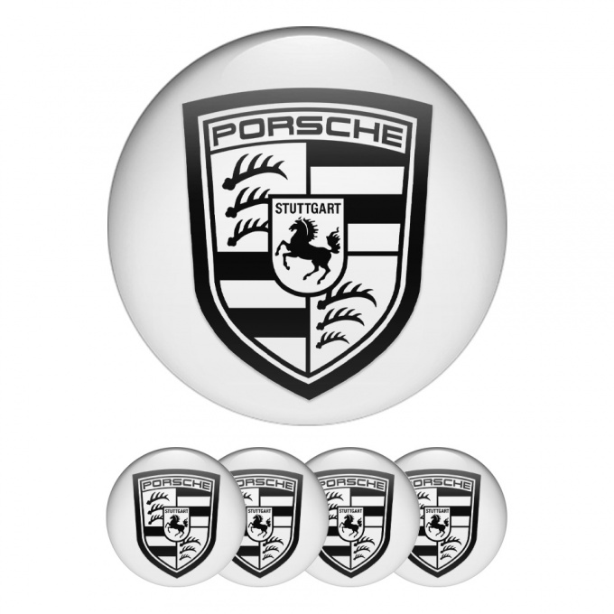 Porsche Silicone Stickers for Wheel Center Cap White