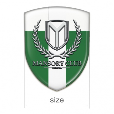 Mansory Self Adhesive Emblem Logo Green White with White Ribbon 