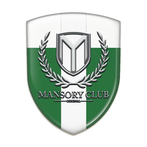 Mansory Self Adhesive Emblem Logo Green White with White Ribbon 