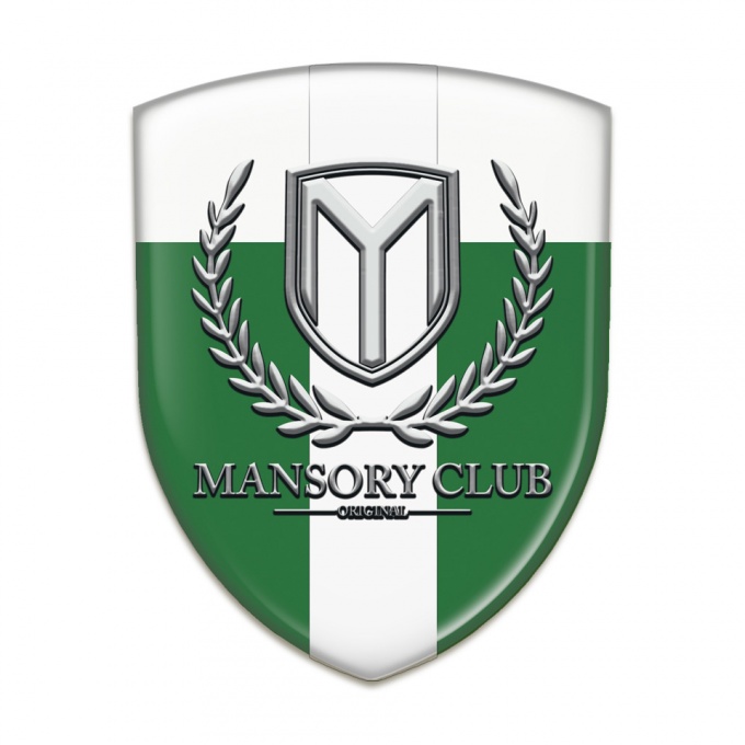 Mansory Self Adhesive Emblem Logo Green White with White Ribbon 